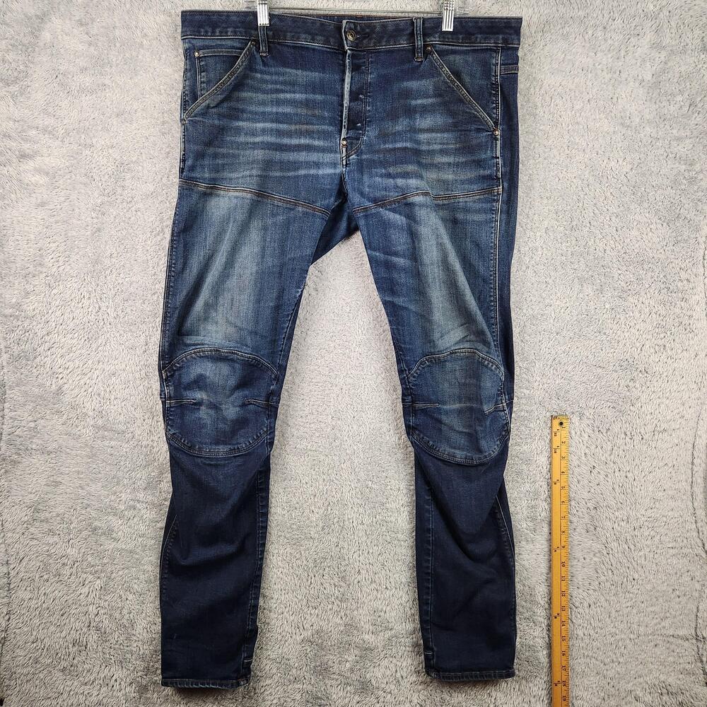 G Star Raw 5620 3D Slim Jeans Mens 38x36 Blue Medium Wash Button Fly Denim
